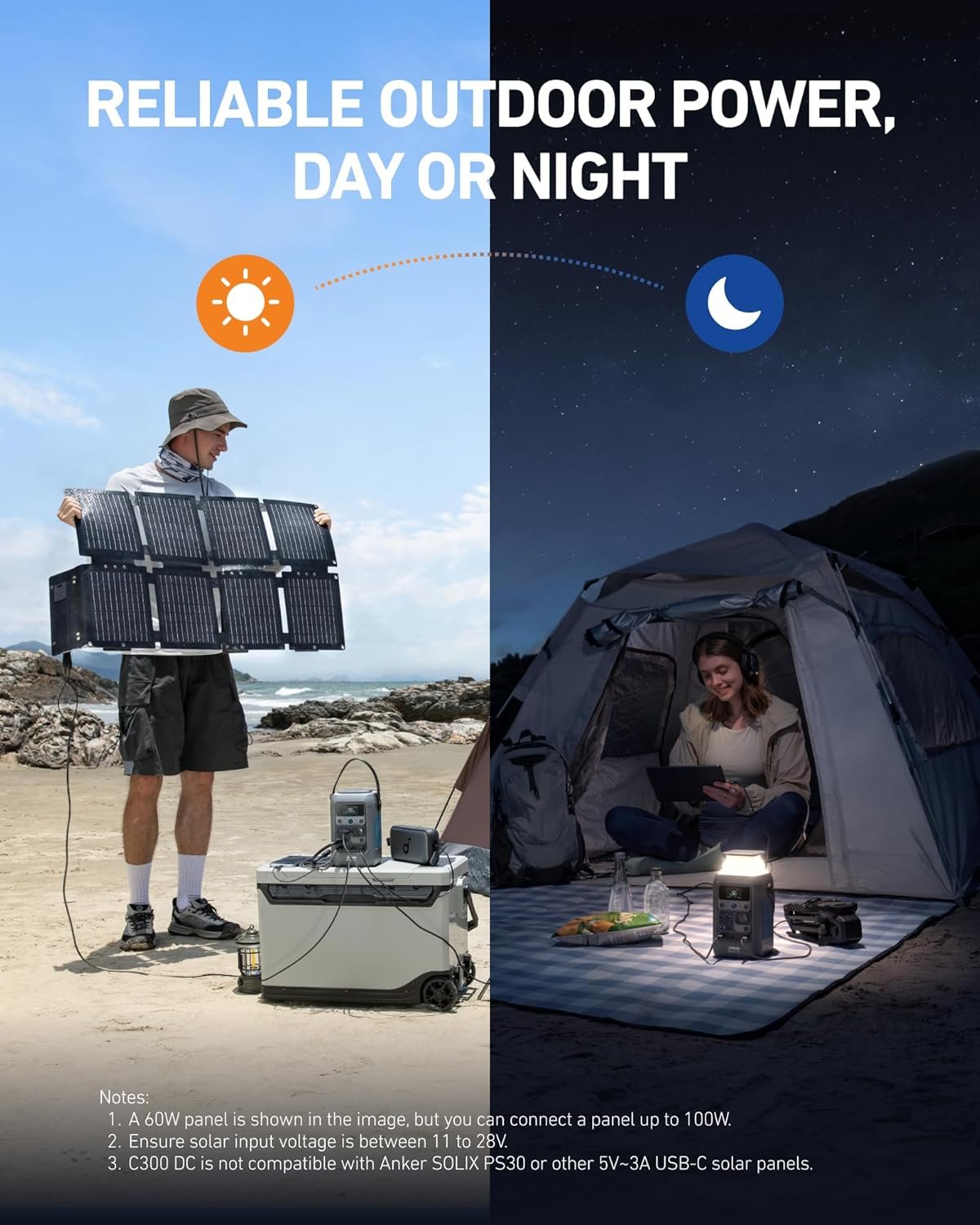 Anker SOLIX C300 DC Power Bank Station, Outdoor 288Wh (90,000mAh), Portable Power Station, LiFeP04 Battery, 300W Solar Generator, for Camping, Traveling, and Emergencies (No Wall Charger Included)