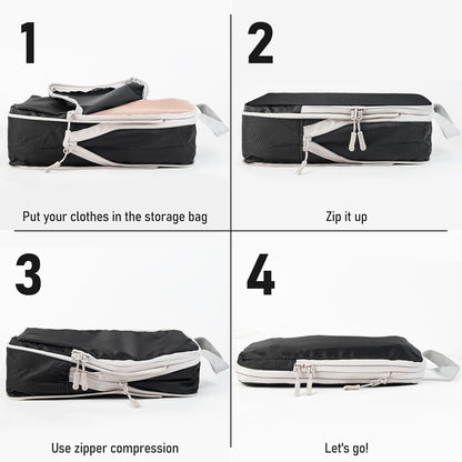 Compression Packing Cubes 5 Set Travel Luggage Packing Organizer Bag Expandable Travel Organizer Cubes For Carry On Luggage Suitcase Compressible Travel Essentials Accessories for Women Men Black