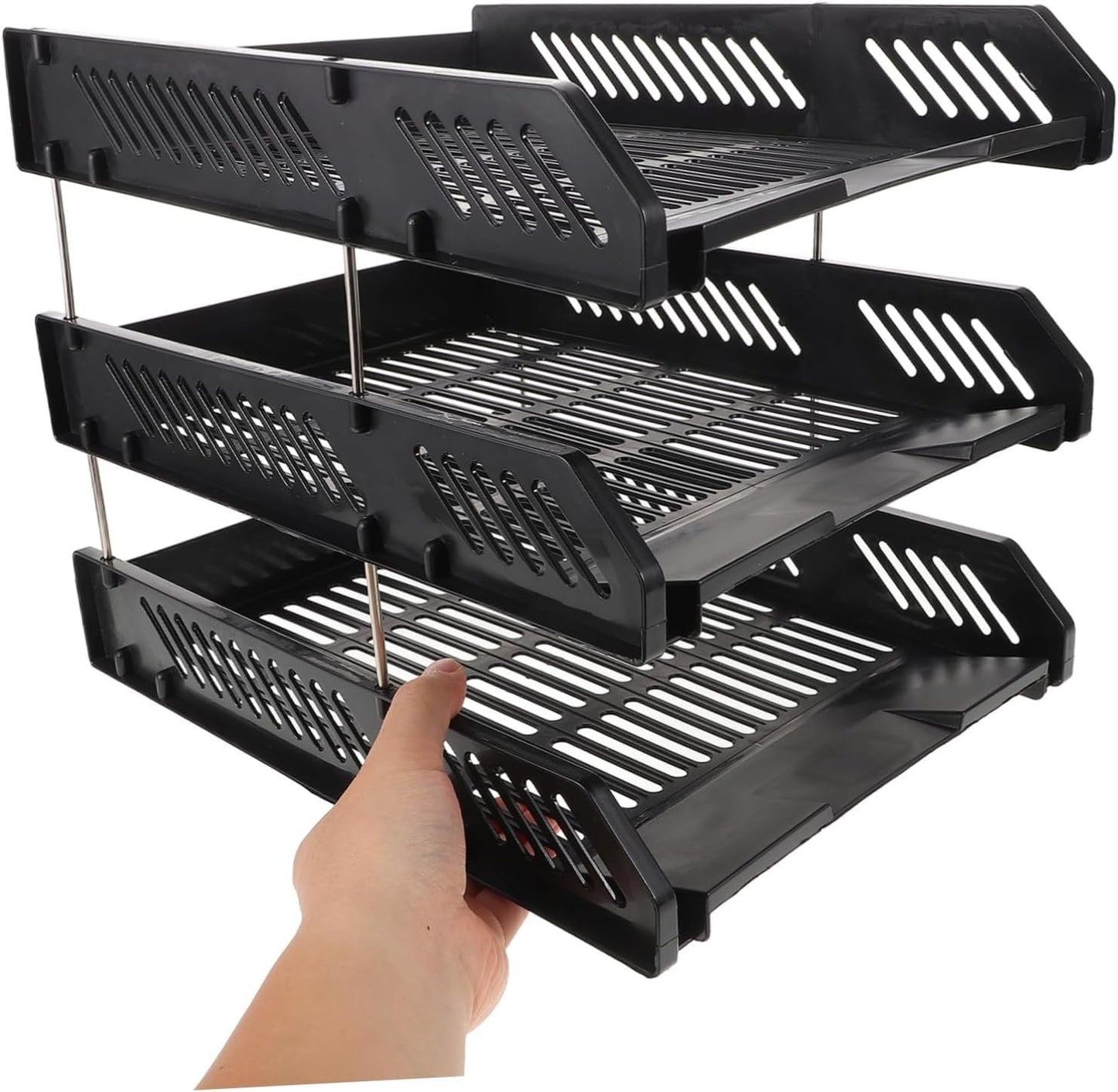 GETAJGHSD Desk Paper Tray Organizer Mesh File Sorter for Office Home Black Letter Holder for Efficient and Workspace Organization