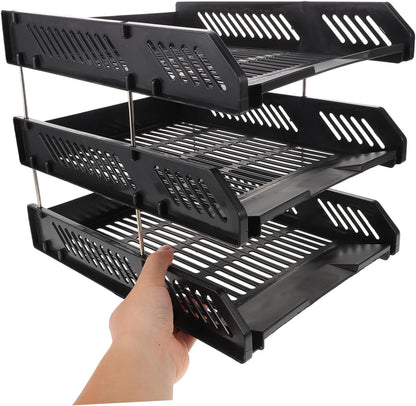 GETAJGHSD Desk Paper Tray Organizer Mesh File Sorter for Office Home Black Letter Holder for Efficient and Workspace Organization