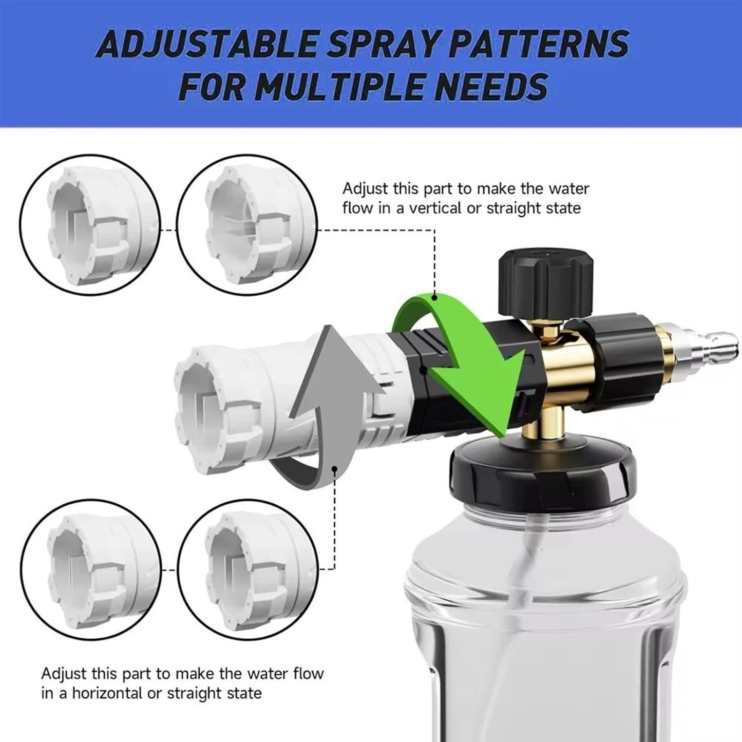 Car Wash Soap Sprayer, Adjustable Spray Nozzle Pressure Attachment Kit, Compact Car Washing and Detailing 7.48 x 5.91 inches for Truck, Outdoor Lawn, House, Tire Cleaning
