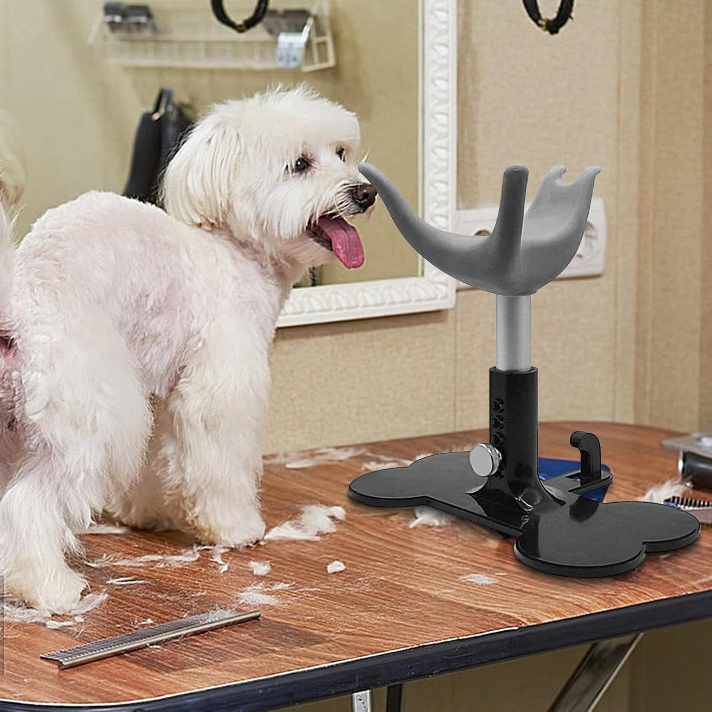 Qzdtue Pet Grooming Chair, Puppy Showering Bench, Height Adjustable Assistive Ladder Stand, 5.7-7.28in, Ideal for Bathing, Showering, Trimming Dogs and Pets, Comfortable Support