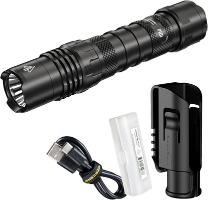 Nitecore P10i 1800 Lumen USB-C Rechargeable Tactical Flashlight with LumenTac Organizer, Black