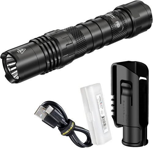Nitecore P10i 1800 Lumen USB-C Rechargeable Tactical Flashlight with LumenTac Organizer, Black