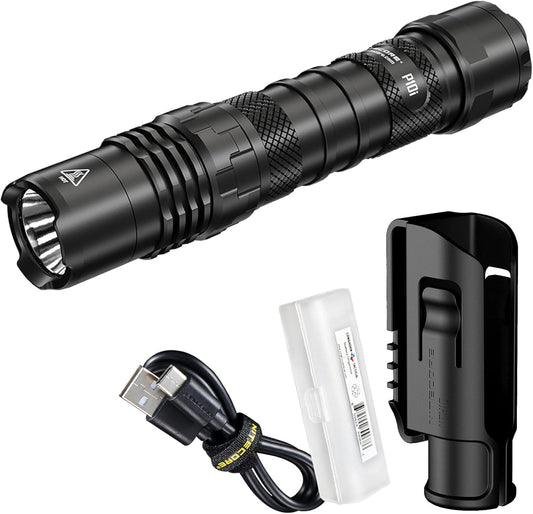 Nitecore P10i 1800 Lumen USB-C Rechargeable Tactical Flashlight with LumenTac Organizer, Black