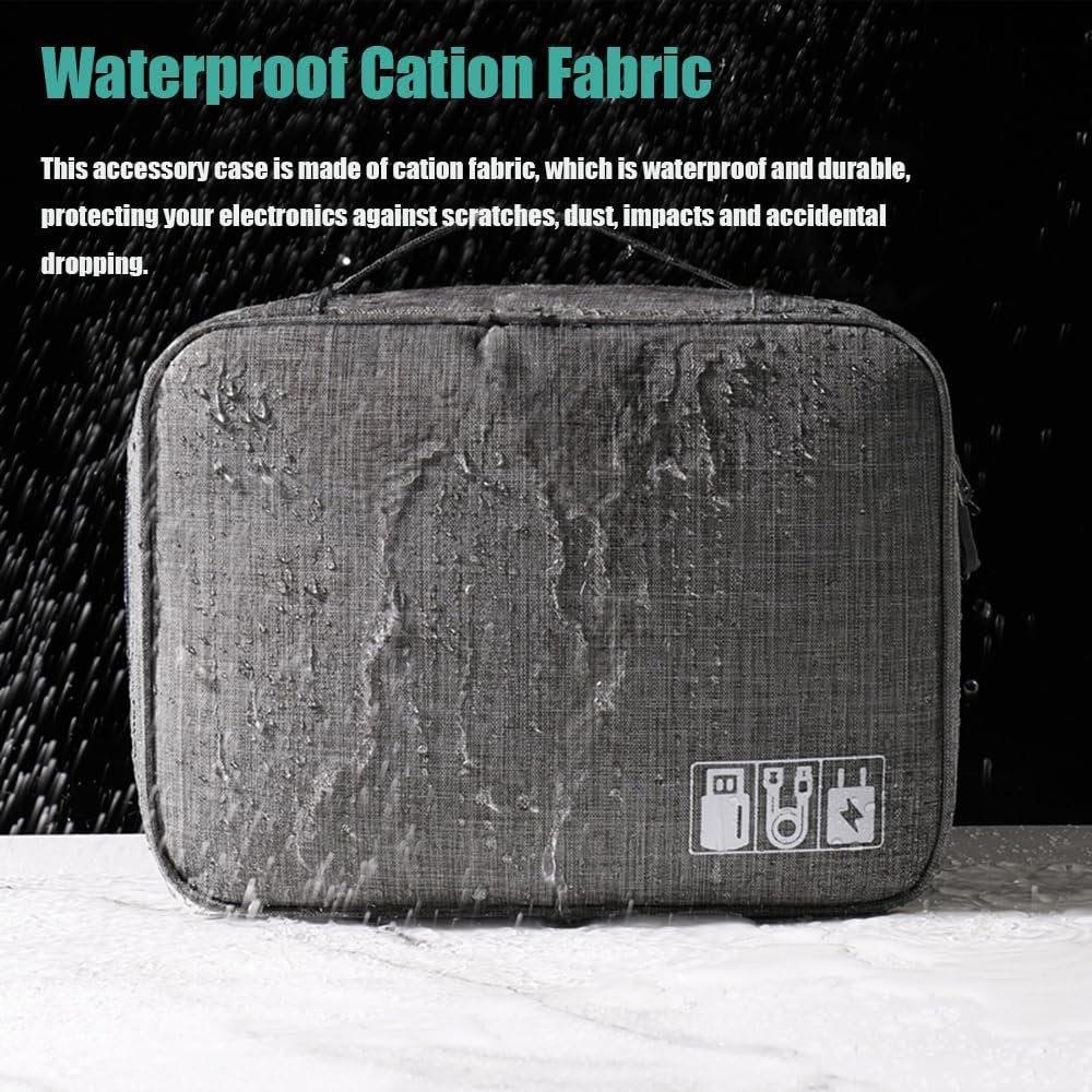 Electronics Organizer Travel Universal Cable Organizer Bag Waterproof Electronics Accessories Portable Storage Cases for Cable, Charger, Phone, USB, SD Card, Hard Drives, Power Bank