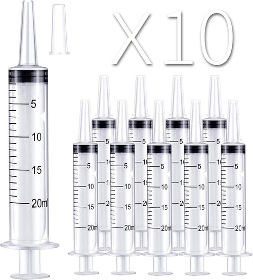 20ml Syringe with Caps (10 pcs), Suitable for Feeding Newborn Small Animals, Also Suitable for Liquid Extraction, Adding Ink, Watering Flowers, etc.