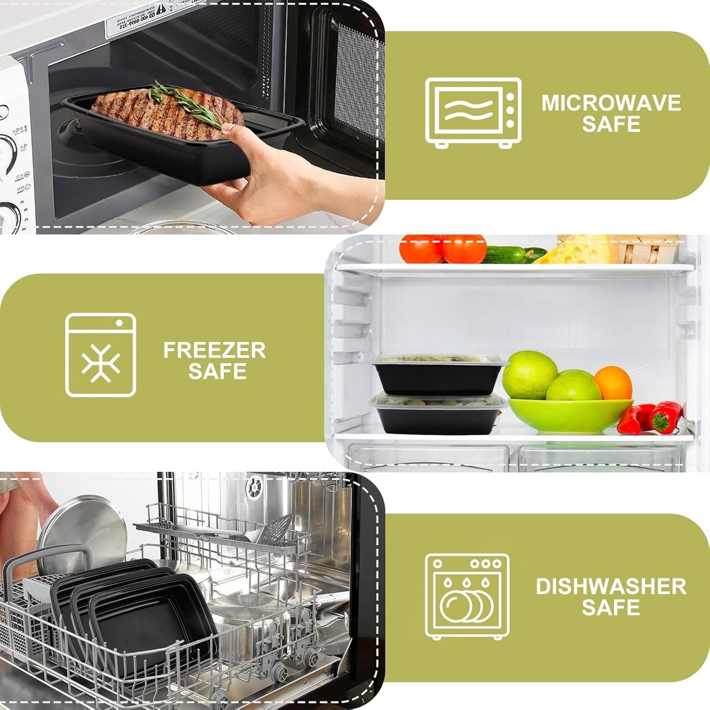 50 Pack Meal Prep Containers with Lids 38oz - Plastic Food Storage Containers with lids - Disposable Take out Containers with Lids for Meal Prep - BPA Free, Microwave/Dishwasher/Freezer Safe