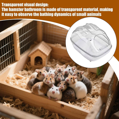 Fravsiu Hamster Sand Bath Container, Gerbil Bathroom Box, Clear Chinchilla Bathtub, Spacious Small Animal Bathing Station for Small Pets Grooming And Hygiene, Transparent,