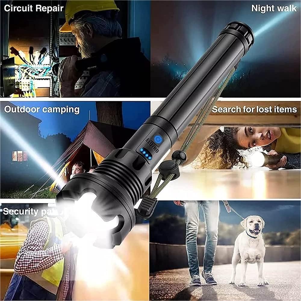 MROWCA Mattibom Flashlight, 90000 Lumen Flashlight, Rechargeable Tactical Laser Flashlight 90000 High Lumens, Super Bright Powerful Flashlights, IPX5 Waterproof
