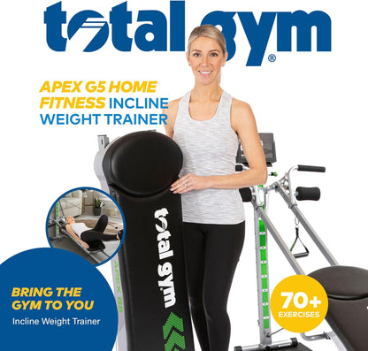 Total Gym APEX Versatile Indoor Home Workout Total Body Strength Training Fitness Equipment with 6, 8, or 10 Levels of Resistance and Attachments