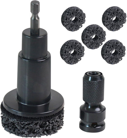 Stud Rust Removal Tool, Hub Cleaning Tool, Brake Hub Resurfacing Kit Wheel Stud Cleaner Portable Rust Remover Kit, Grinding Cleaner Polishing Maintenance Automotive Tool for 1/2 Inches Wrenches