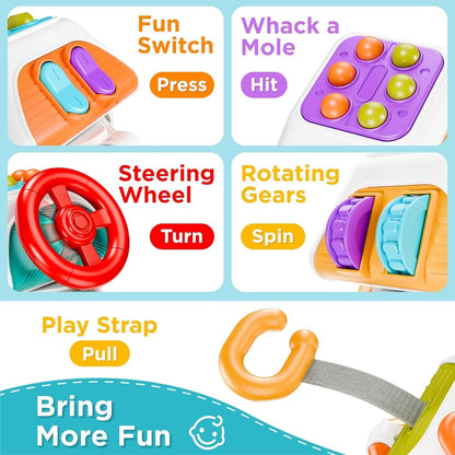 Baby Busy Board Cube, Montessori Sensory Toys for Toddlers Infant Carseat Plane Travel Toy, Educational Learning Activities, Baby Gift 18 Months Old Boy Girl