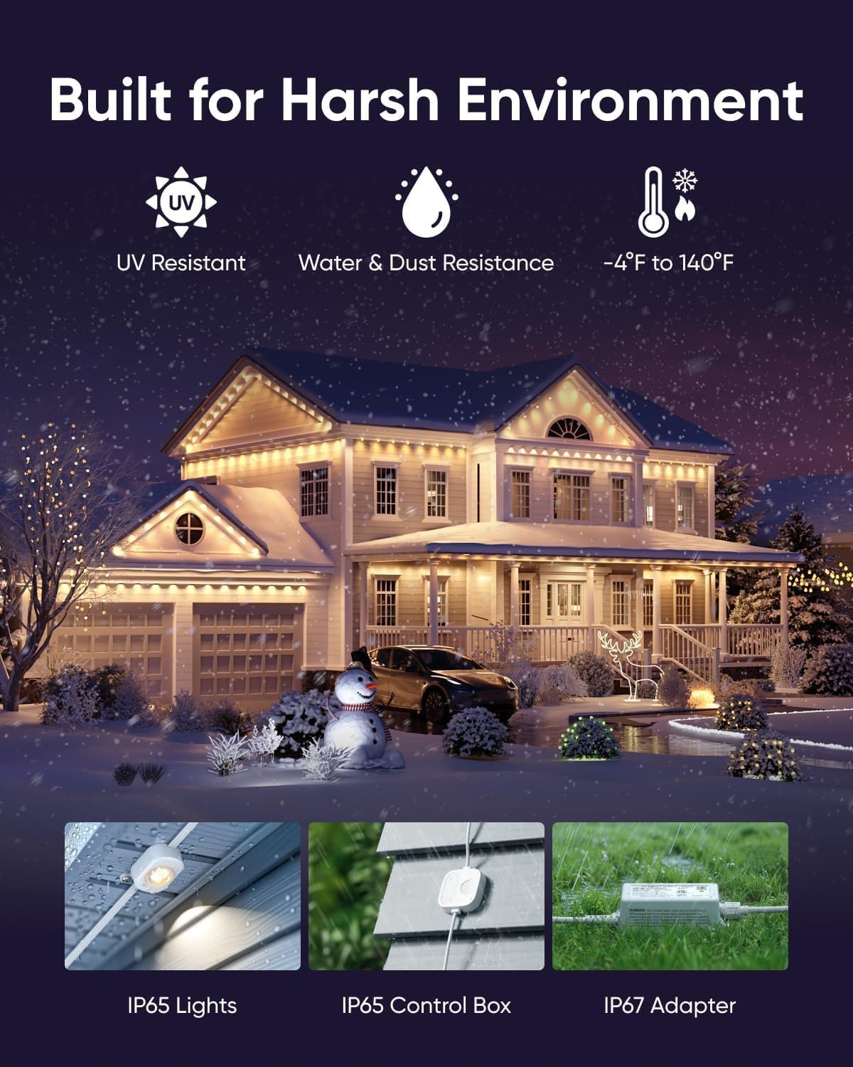 eufy Permanent Outdoor Lights E22, 15 Meters with 30 Triple-LED Lights, Smart RGBWW Lights, Daily and Festive, Up to IP67 Waterproof, AI Lighting Themes for Christmas, Links with Cameras, APP Control