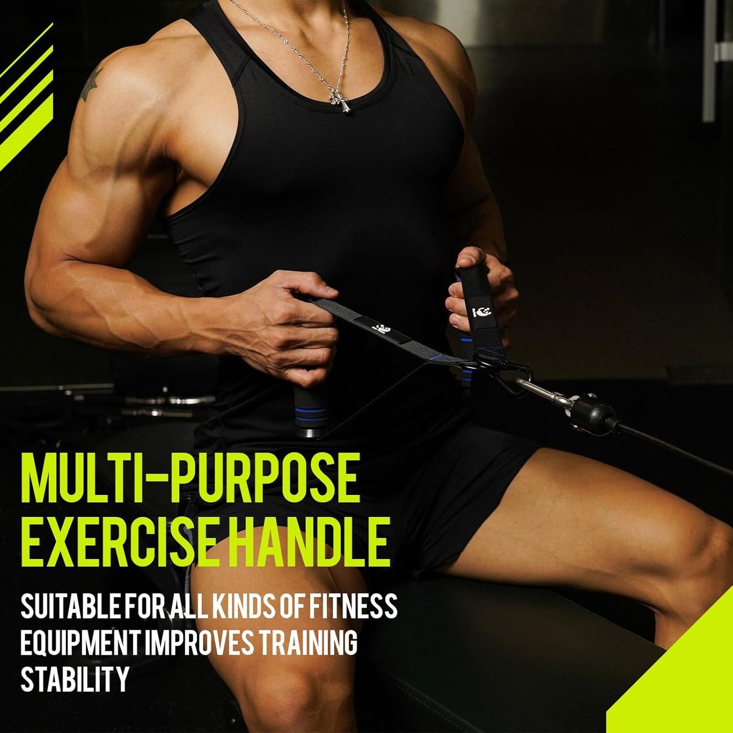 Slim Panda Exercise Handles, Resistance Band Handle, Heavy Duty Handle Attachments for Cable Machine, Pull Down Home Gym for Fitness, Workout, Crossover Tricep Exercise