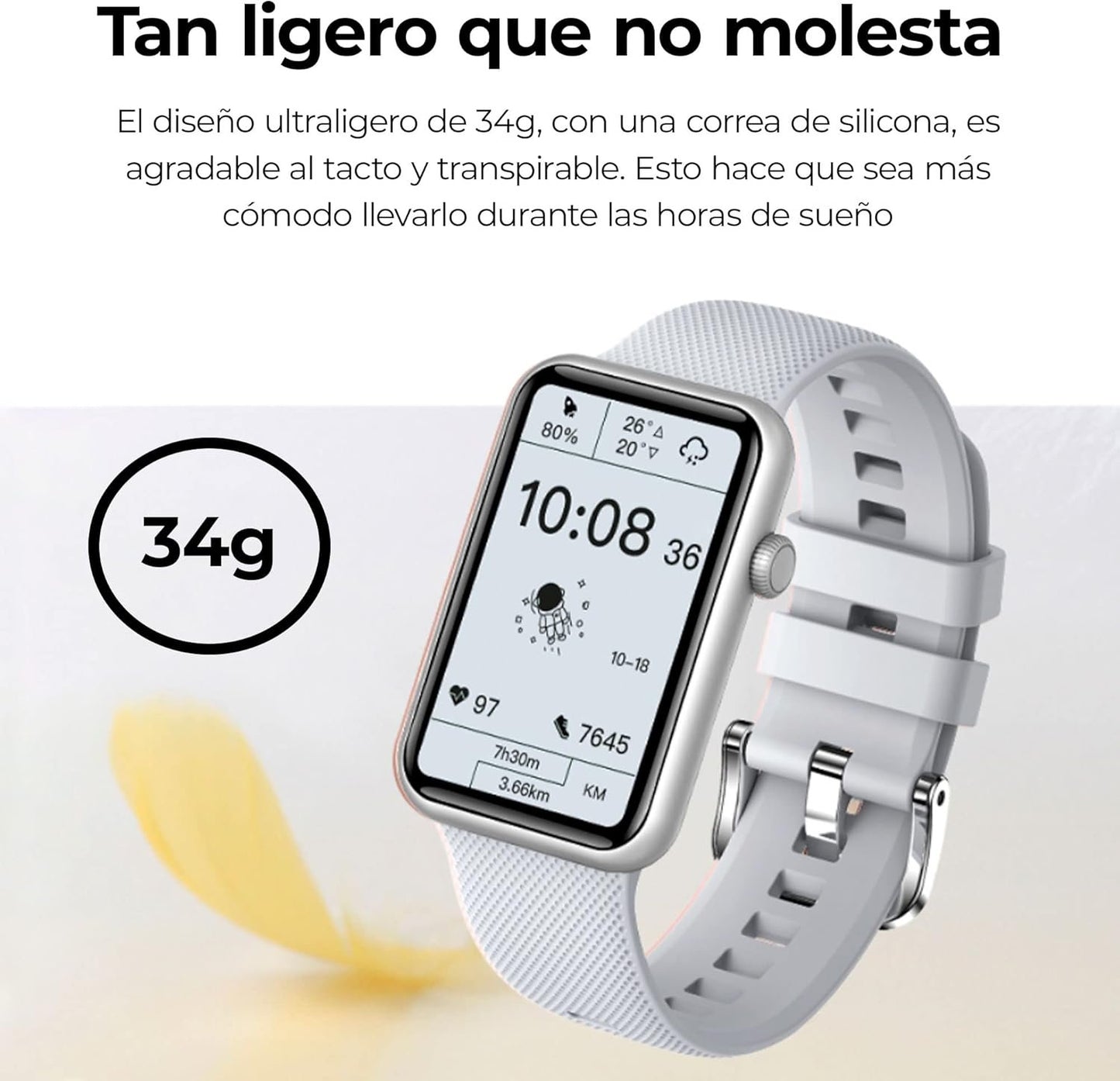 Smartwatch Ksix Tube, 1.57 Inch Multi-Touch Display, 7 Days, App Included, Health Monitoring, Multisport Mode, Waterproof, Black