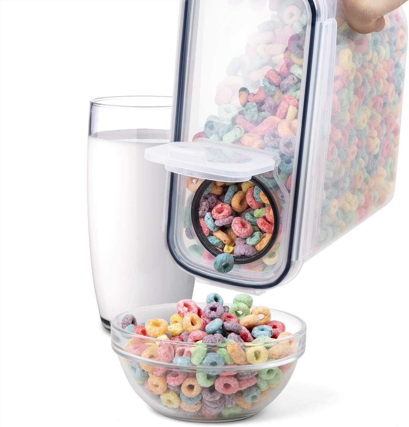 FOOYOO Cereal Containers Storage Set - 4 Piece Airtight Large Food Storage Containers(135.2oz), BPA Free Dispenser Plastic Cereal Storage Containers