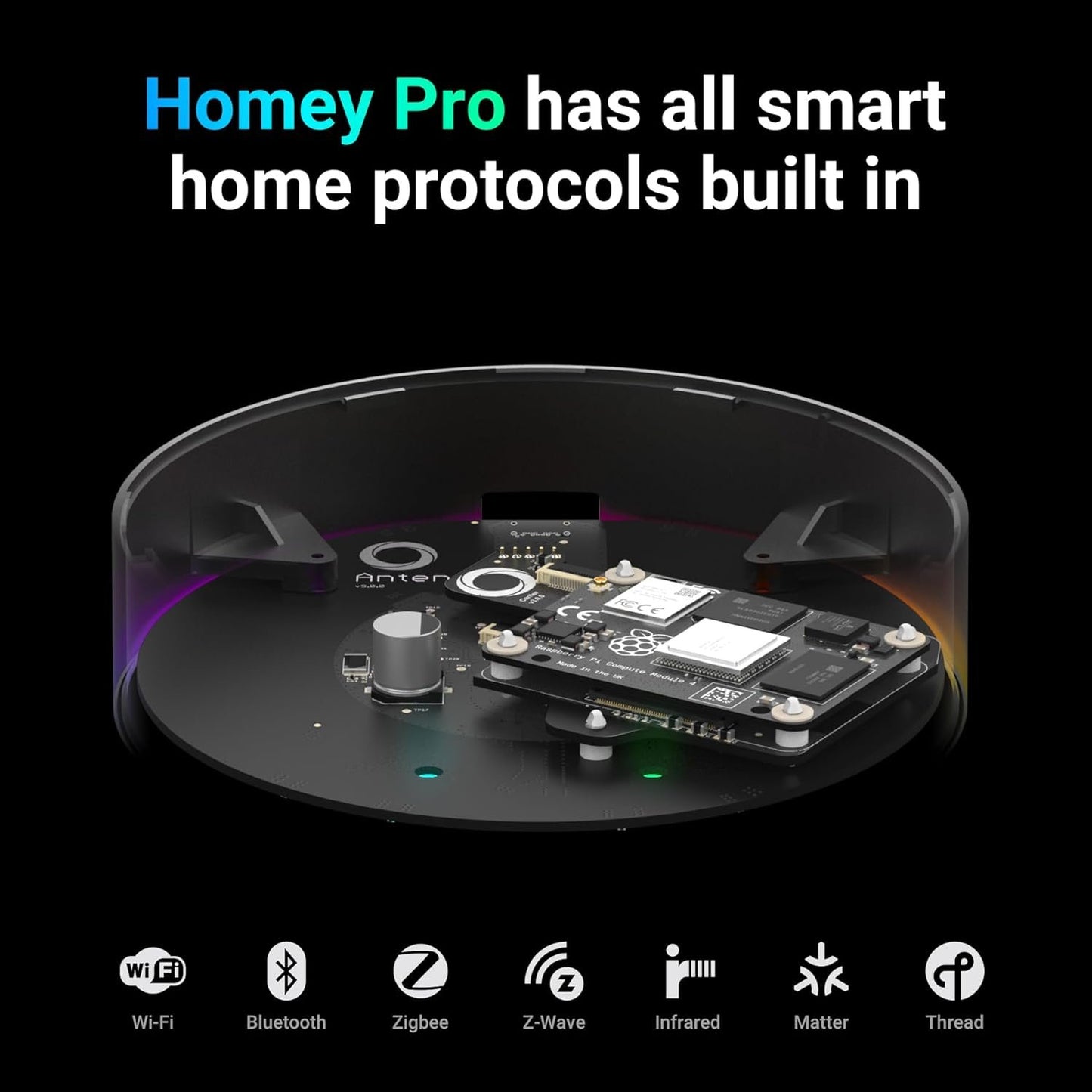 Homey Pro (Early 2023) | Smart Home Hub for Home Automation – Features Z-Wave Plus, Zigbee, Wi-Fi, BLE, Infrared, Matter & Thread. Compatible with Siri, Alexa & Google Home.