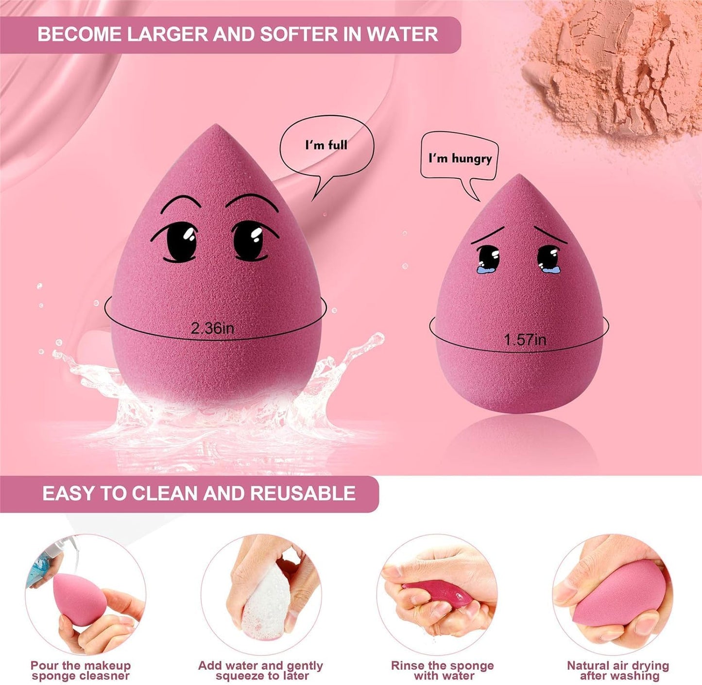 Fily DUAIU 4 Piece Set of Beauty Blender Foundation Sponge for Liquid Foundation Powder and Cream Make Up
