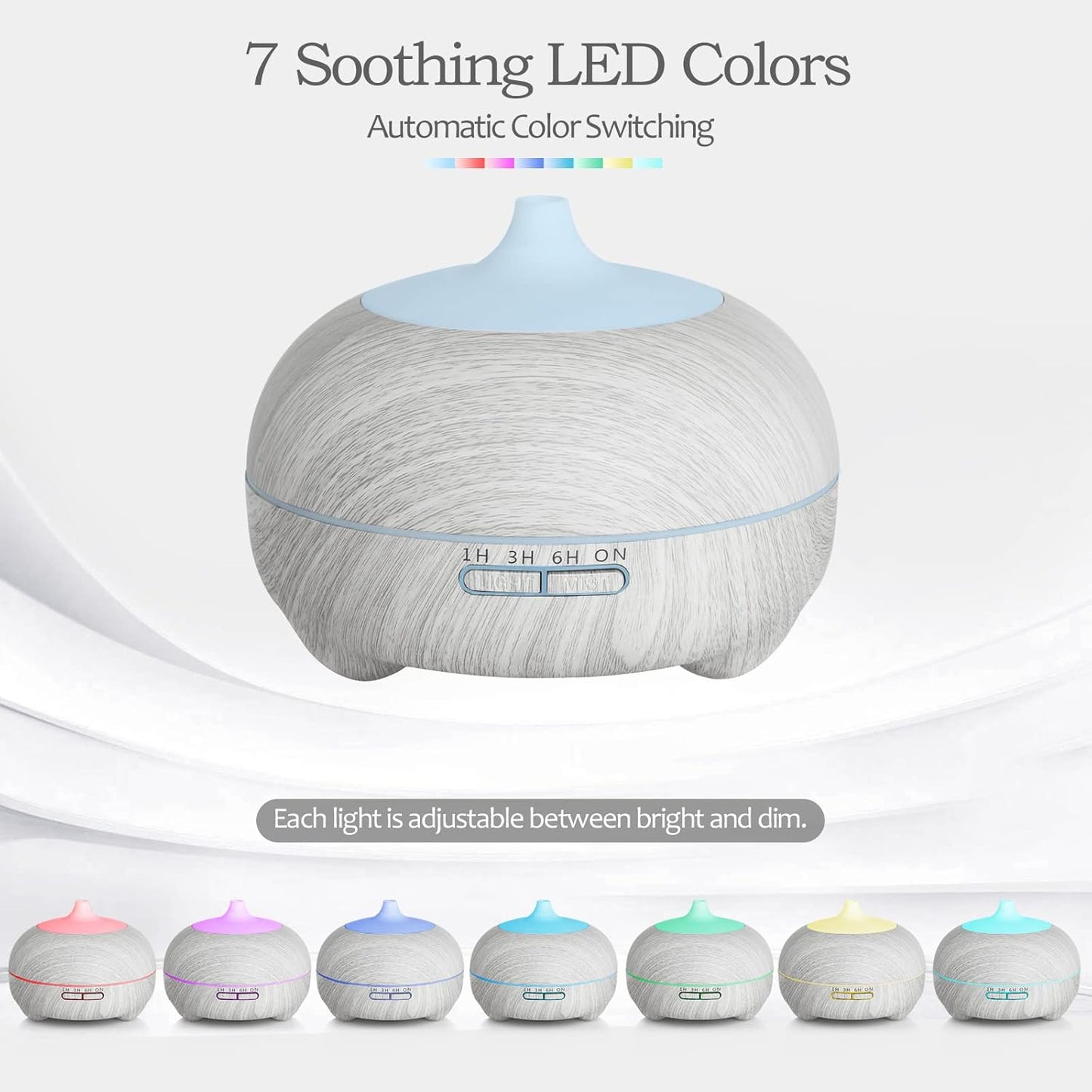 Hianjoo Essential Oil Diffuser 500ml, Electric Aroma Diffuser Humidifier Ultrasonic Aromatherapy for Bedroom Spa Yoga with 14 LED Lights - Great Choice Gifts for Families Lovers Friends (White)