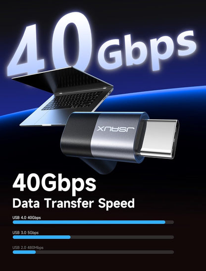 JSAUX 90 Degree USB-C Male to USB-C Female Adapter, Right Angle 2-Pack 40Gbps Data Transfer 100W USB Type C PD Extender Compatible with ROG Ally, Steam Deck, Switch and More Laptop, Tablet, Phone