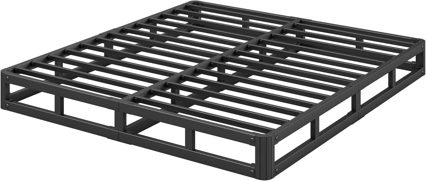 LAKKURI 5 Inch High King Size Bed Frame Low Profile, Metal Platform Bed Frame King No Box Spring Needed, Mattress Foundation, Easy Assembly, Heavy Duty, Noise Free