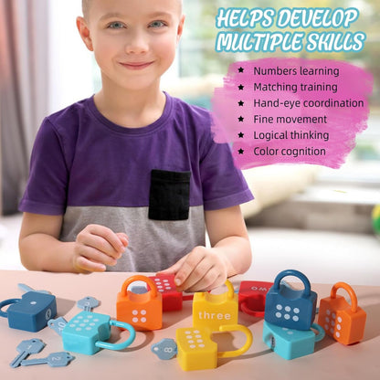 Dinhon Kids Learning Locks with Keys Numbers Matching & Counting Montessori Educational Toys for Ages 3 yrs+ Boys and Girls Preschool Games Gifts