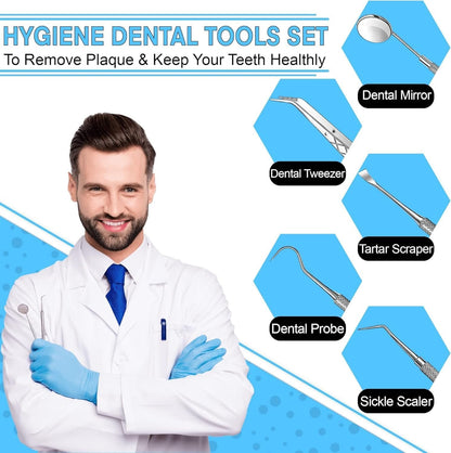 Candure Dental Tools - Professional Teeth Cleaning Kit, Stainless Steel Dental Picks, Plaque Remover, Tartar Scraper, Dental Mirror, Tooth Scraper, Dental Hygiene Kit - with Case