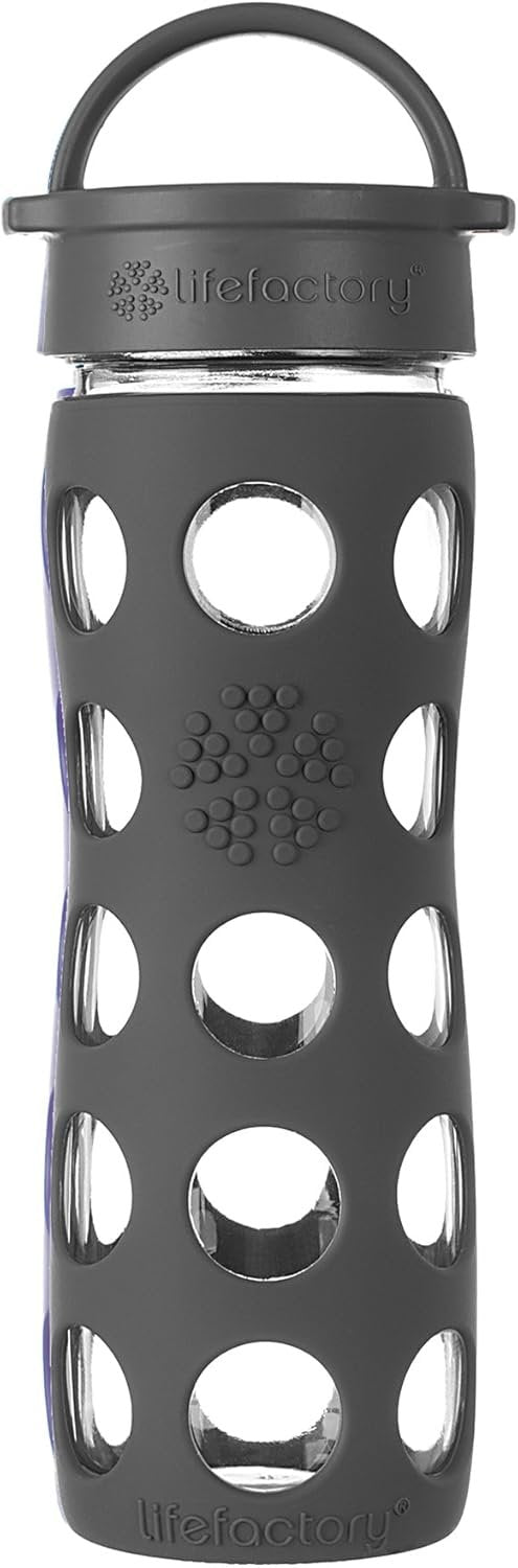 Lifefactory Classic Cap Glass Water Bottle, 475ml, Carbon, LF220005C4AUS