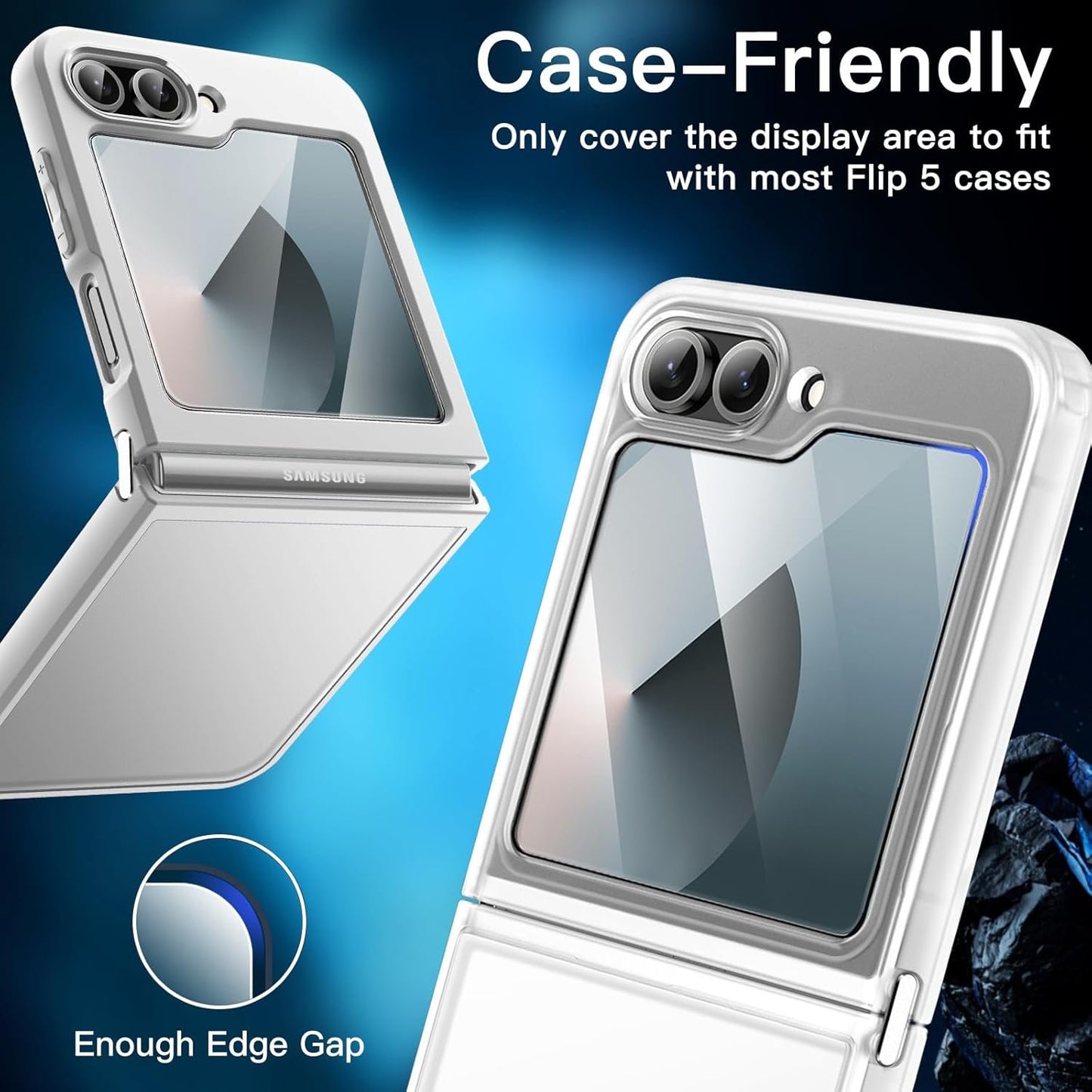 JETech Front Screen Protector for Samsung Galaxy Z Flip 6, Tempered Glass Film with Easy Installation Tool, Case-Friendly, HD Clear, 3-Pack