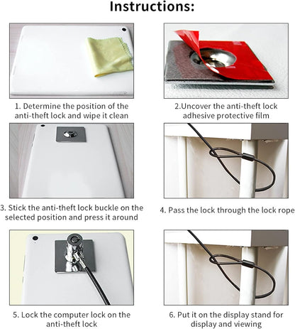 Laptop Lock Lock Antitheft Security Galvanized Cavo con Base di Blocco per - Soluzione di Sicurezza del Computer
