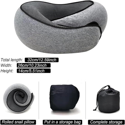 PORIYA 2024 New Memory Foam Travel Neck Pillow with Complimentary Eye Mask, Earplugs, and Storage Bag for an Enhanced Travel Experience (Grey)