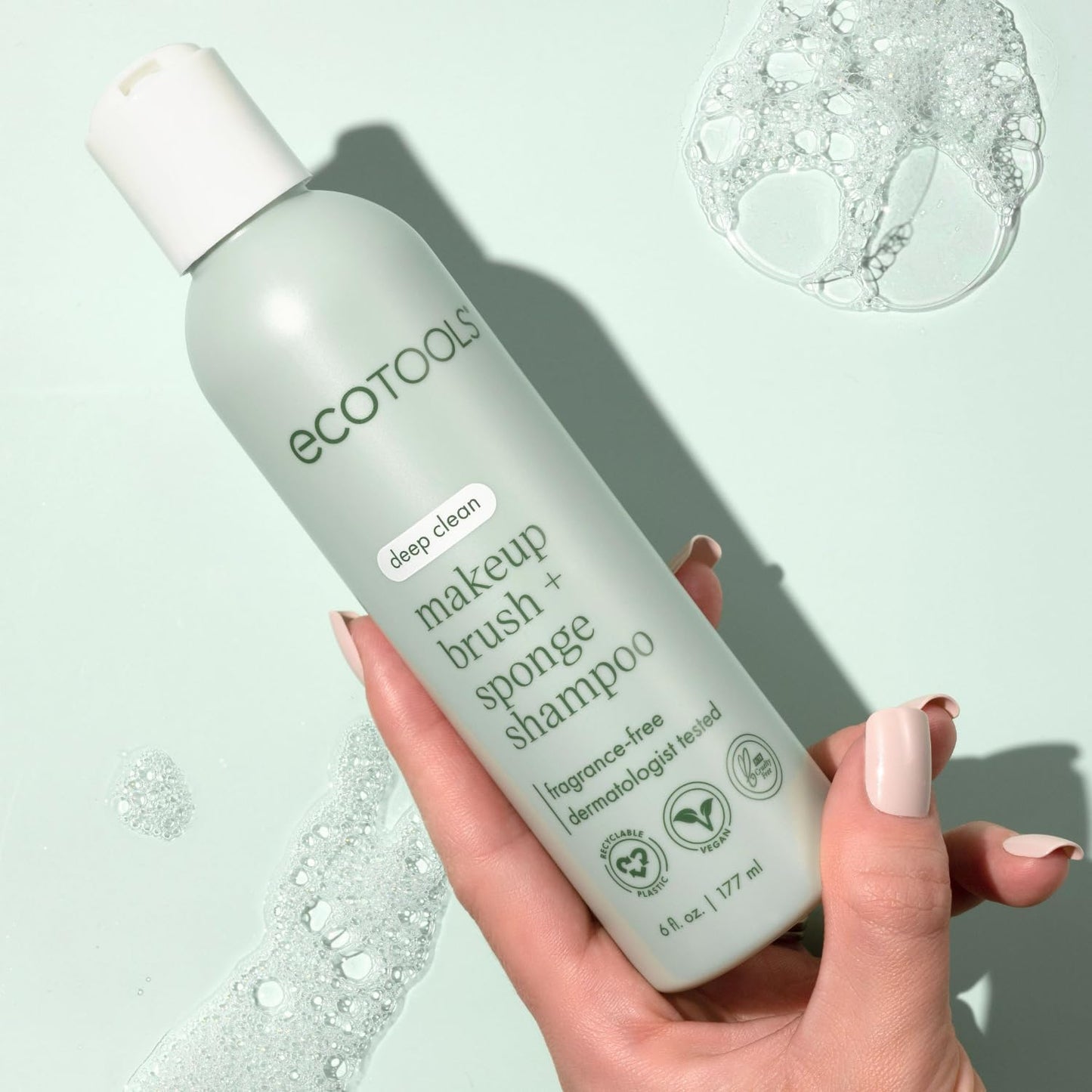 Eco Tools Professional Makeup Cleaner for Makeup Brushes, Brush and Makeup Beauty Sponge Cleansing Shampoo, Fragrance Free, Hypoallergenic, Paraben Free, 6 fl.oz./ 177 mL Bottle