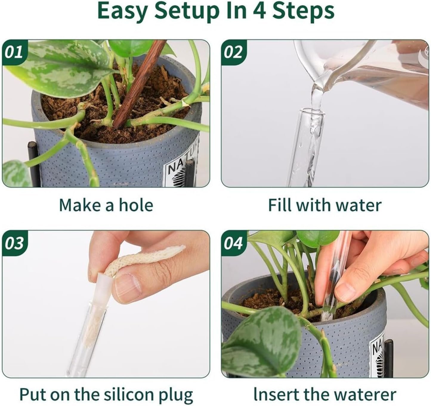 2pcs Plant Watering Bulbs,Decorative Glass Self Watering Planter Insert Devices, Efficient Self-Watering Globes for Indoor & Outdoor Plants (H9 x D2.8, Circle)