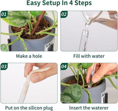 2pcs Plant Watering Bulbs,Decorative Glass Self Watering Planter Insert Devices, Efficient Self-Watering Globes for Indoor & Outdoor Plants (H9 x D2.8, Circle)