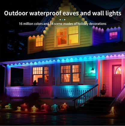 Permanent Outdoor Lights - 49ft Smart RGB Outdoor Lights, Strips Waterproof Outdoor IP68 Outside LED Eaves Lights with App Control,Music Sync Strip Lights for Eave, Roof, Party,Garde,Room Decor