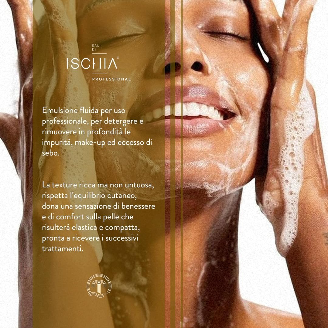 Ischia Pro Salts [ 500 ml] – Multi-active Cleansing Milk – Face Cleanser Neck, Decoltè – Anti-Aging Action – Hyaluronic Acid, Natural Oils, Alpha Hydroxy Acids, Thermal Water.