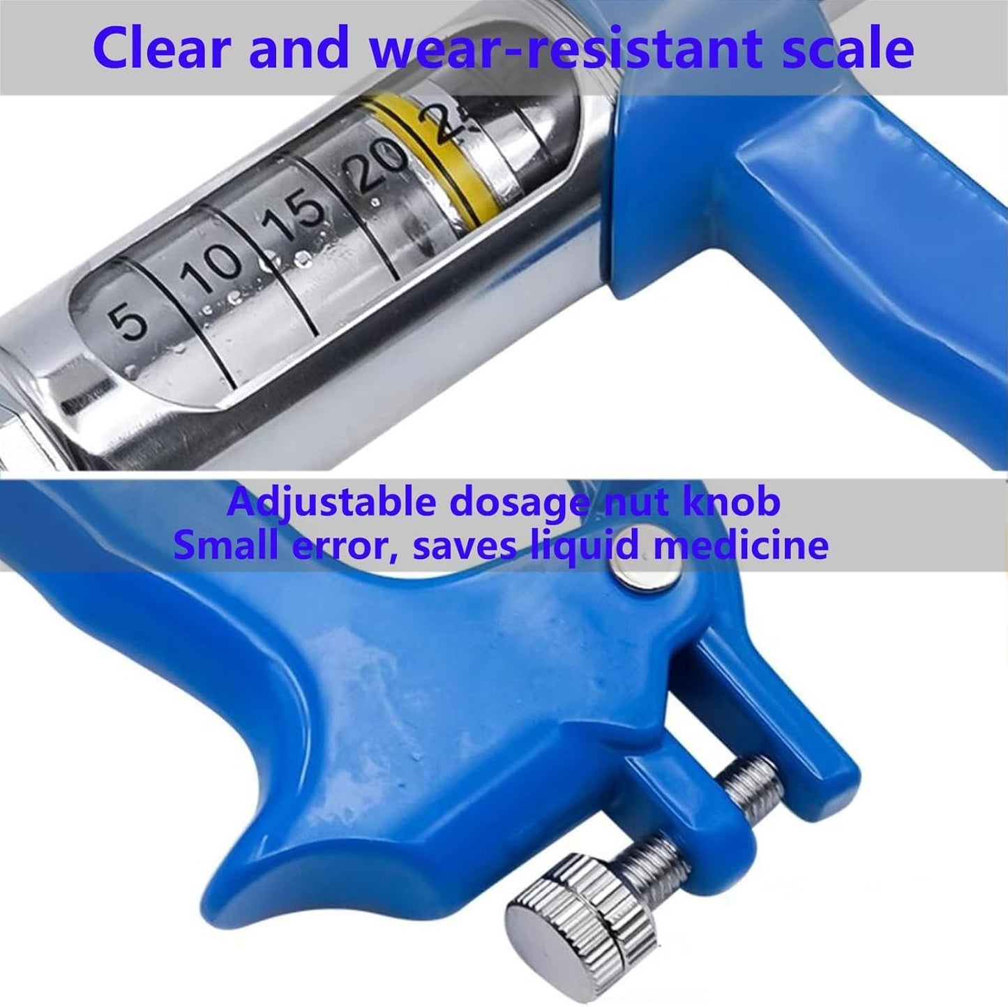 30ML Adjustable Veterinary Metal Feeding Gun, Continuous Drench Gun Continuous Dosing Device Veterinary Medicine Dispenser Husbandry Autonomous Feeding Tool, for Pig Cow, Sheep, Horse