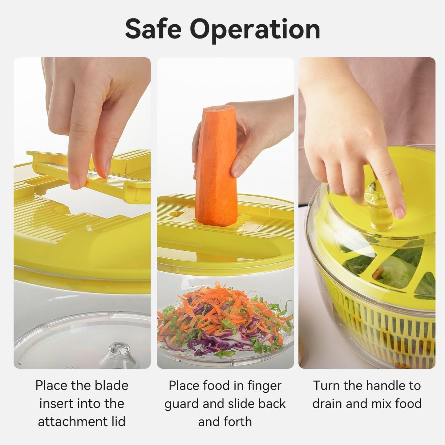 Stelive 2-in-1 Salad Spinner & Mandoline Slicer Lettuce Spinner Vegetable Washer Dryer with 5 Interchangeable Blades, 5L Large Capacity, Easy to Clean, Food-Grade Kitchen Tool for Vegetables & Fruits