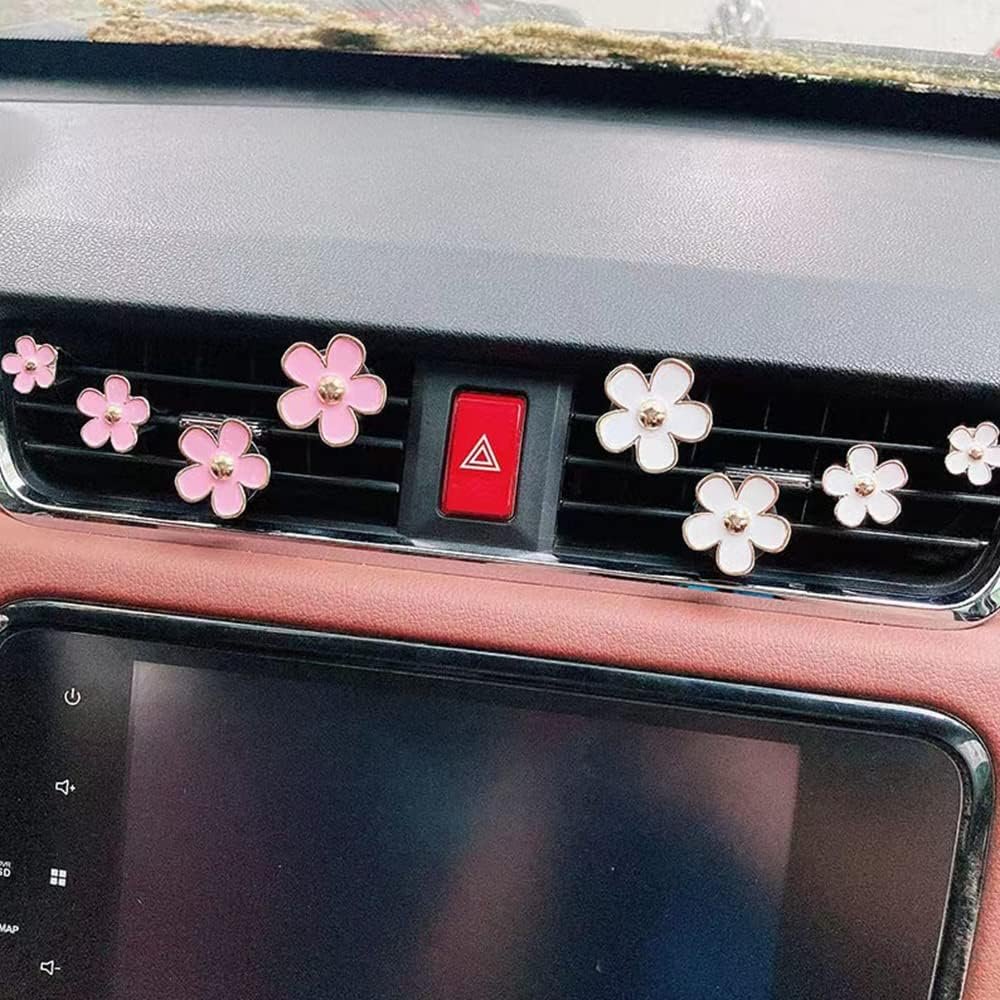 FRAINBOWZ Car Accessories for Women,4pcs Lucky Flower Vent Clip, Car Air Freshener Clip, Air Vent Clips Vent Ornament (pink)