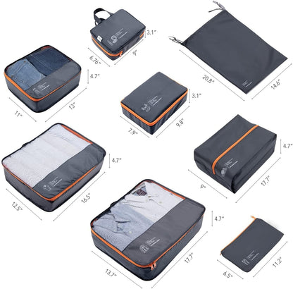 DIMJ Travel Suitcase Organizer, Travel Set Useful Accessories Organizer for Suitcases Travel Kit, Dark Black-(Classic)