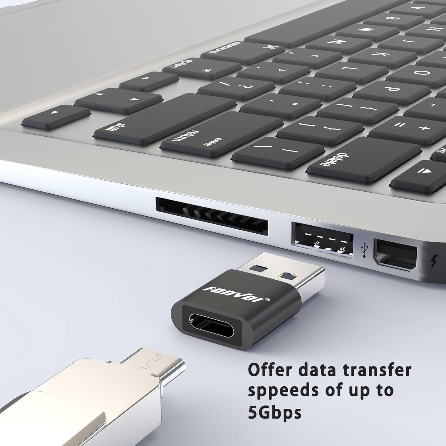 FONVOi USB to USB C Adapter 4 Pack,USB C Female to A Male Charger Type C Compatible with Apple MagSafe, iPhone 11 12 13 14 Pro Max,Samsung Galaxy S23 S22 (Black)