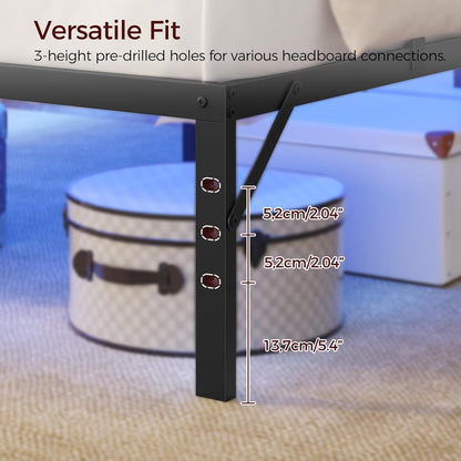 MAHANCRIS Bed Frame, Full Bed Frame with Charging Station and LED Lights, Heavy Duty Metal Slats, Bed Frame Platform Full Size No Box Spring Need, Easy Assembly for Full Beds, Black BFHB137E01