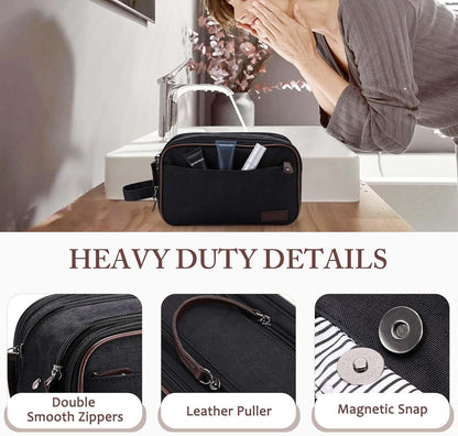 Toiletry Bag for Men Women, VASCHY Large Travel Toiletry Bag with Multi-Compartment Water Resistant Hanging Dopp Kit Shaving Bag for Bathroom, Cosmetic, Gym, Outdoor Black