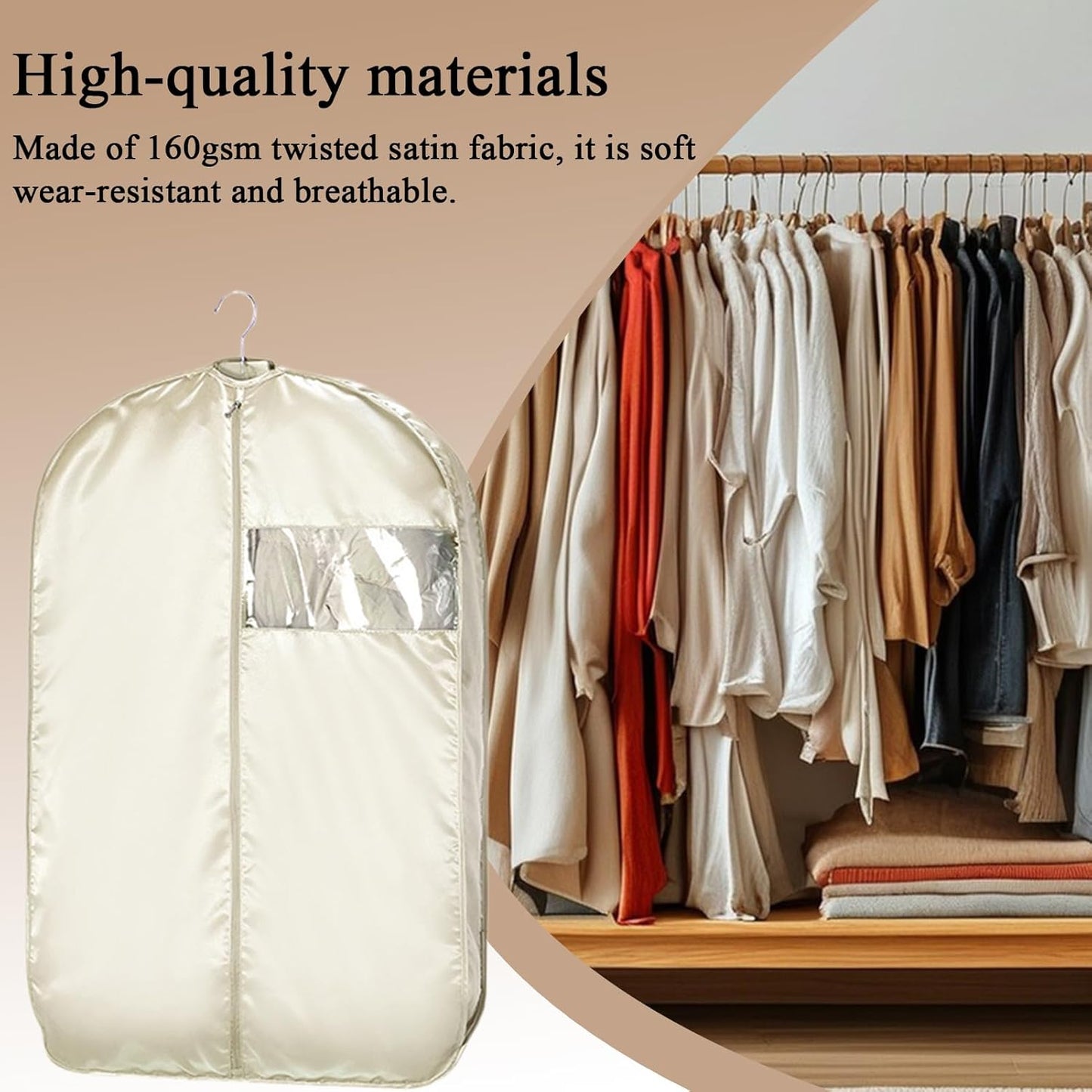 Garment Storage Bag, Long Dress Protector, 22,83 x 35,43 in Dustproof Organizer, Space Saving Design, autentica protezione per il movimento, Airplane Packing, Laundry Closet, Storage