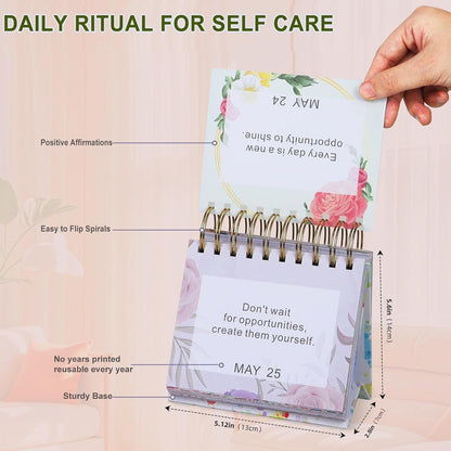 ZEEYUAN Daily Inspirational Desk Calendar Inspirational Quotes for Desk Decor Flip Motivational Calendar, Inspiration Gifts for Women,Cute Office Desk Accessories Office Decor for Women