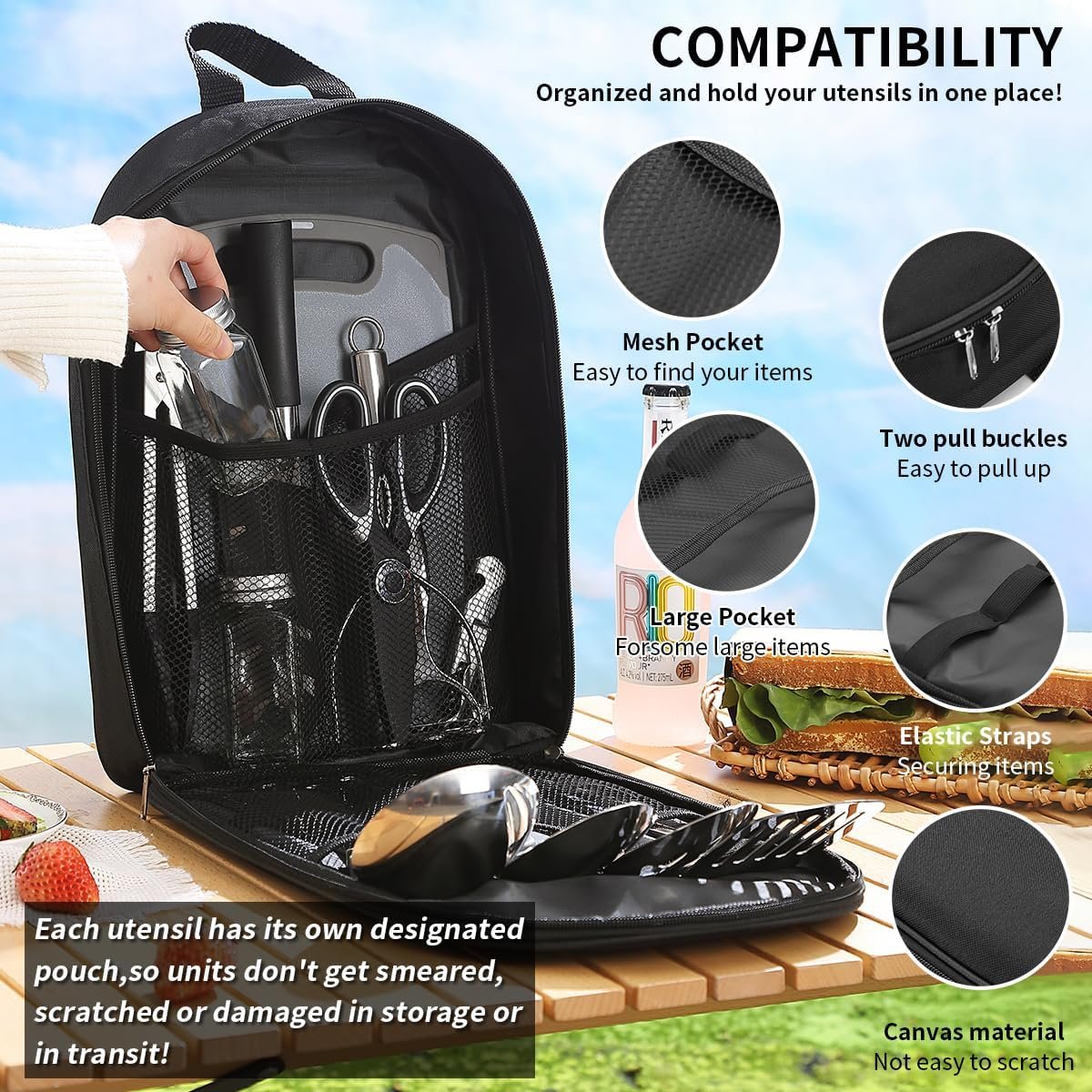 ReaNea Essential Accessories for Camping Must Haves, Camping Kitchen RV Set of Kitchen Utensils Backpackers Camper Supplies Outdoor Gadgets