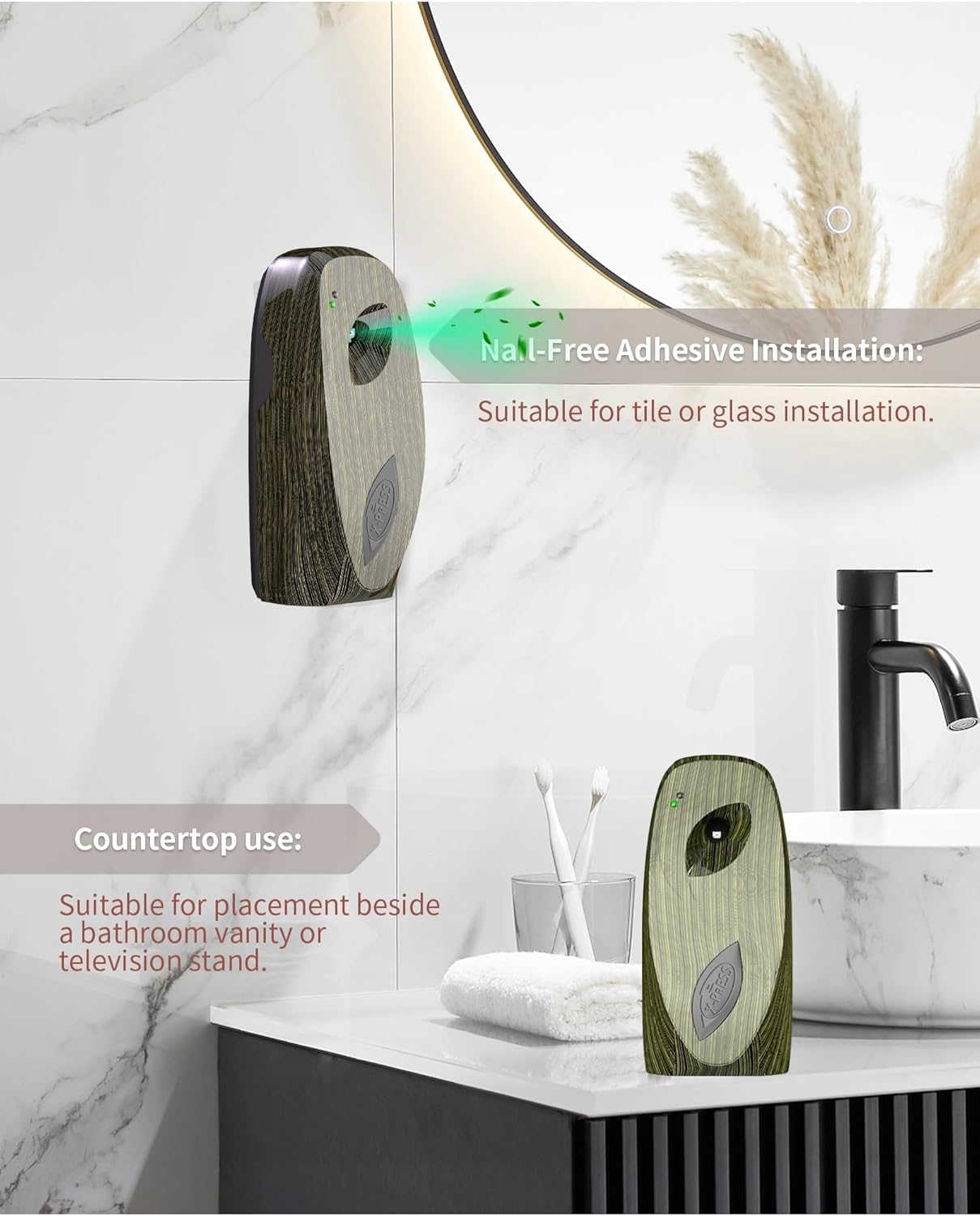 Air Freshener Spray Automatic Air Freshener Spray Dispenser with Remote Control, Automatic Spray Air Freshener 8 Time Interval Settings, Automatic Air Fresheners for Home(Brown)