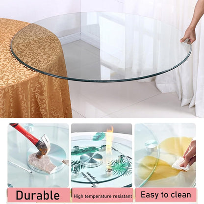 YUEKOPOU piano del tavolo da pranzo in vetro temperato.pian Round Tempered Glass Table Top Thickness for Dining & Coffee Tables, DIY Glass Table Tops(85CM(34INCH))