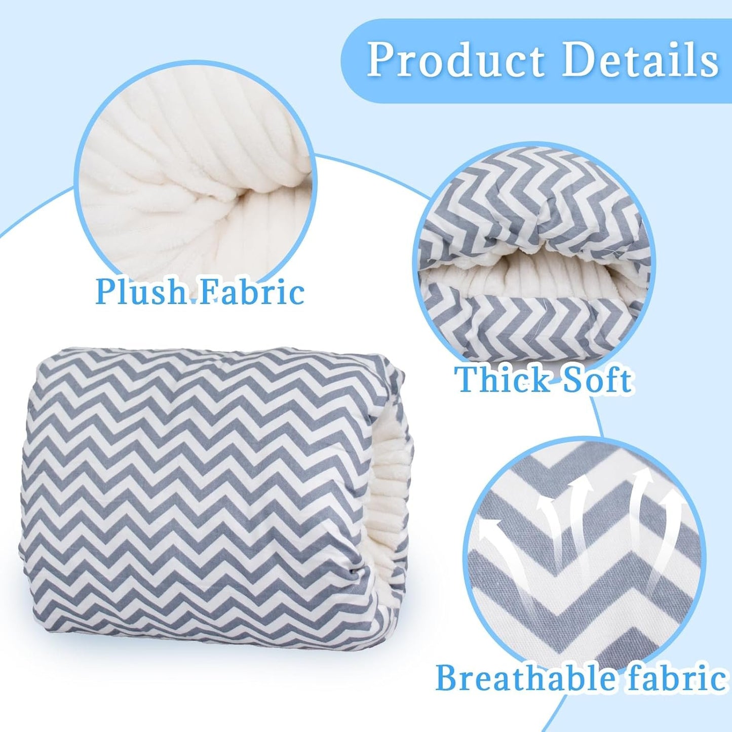 Jokureao Breastfeeding Arm Pillow Set, Cozy Cradle Pillow, Baby Nursing Arm Breastfeeding Pillow, Soft Nursing Arm Pillow with 2 Square Towels, Pillow for Feeding Baby (Gray)